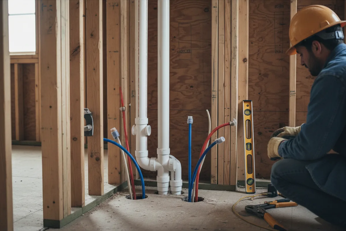 Drain and supply rough-in during Garbage Disposal Repair in Florham Park