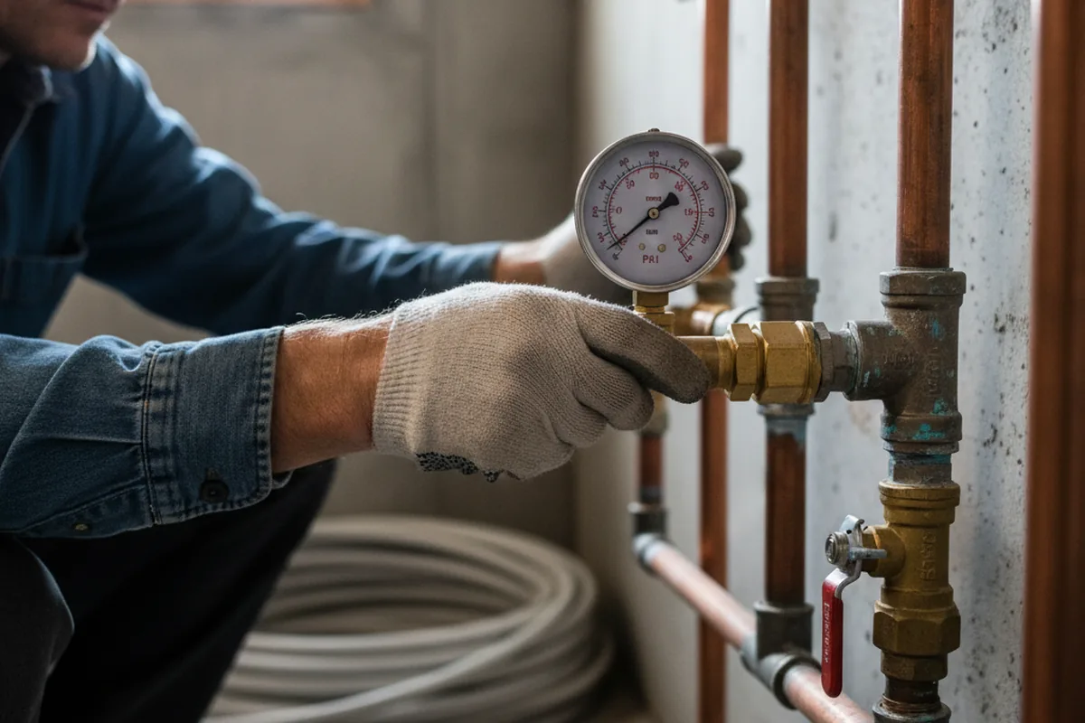 Pressure testing a repaired line during Water Line Repair in Florham Park